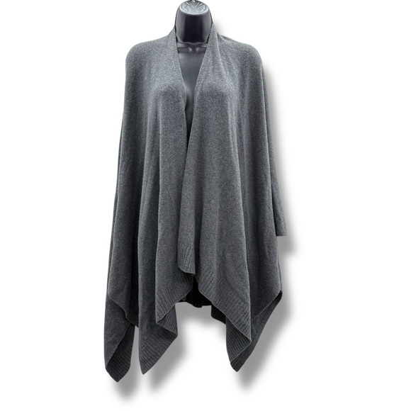 Eileen Fisher Sweaters - Eileen Fisher 100% Wool‎ Gray Longline Poncho Sweater Cardigan One Size